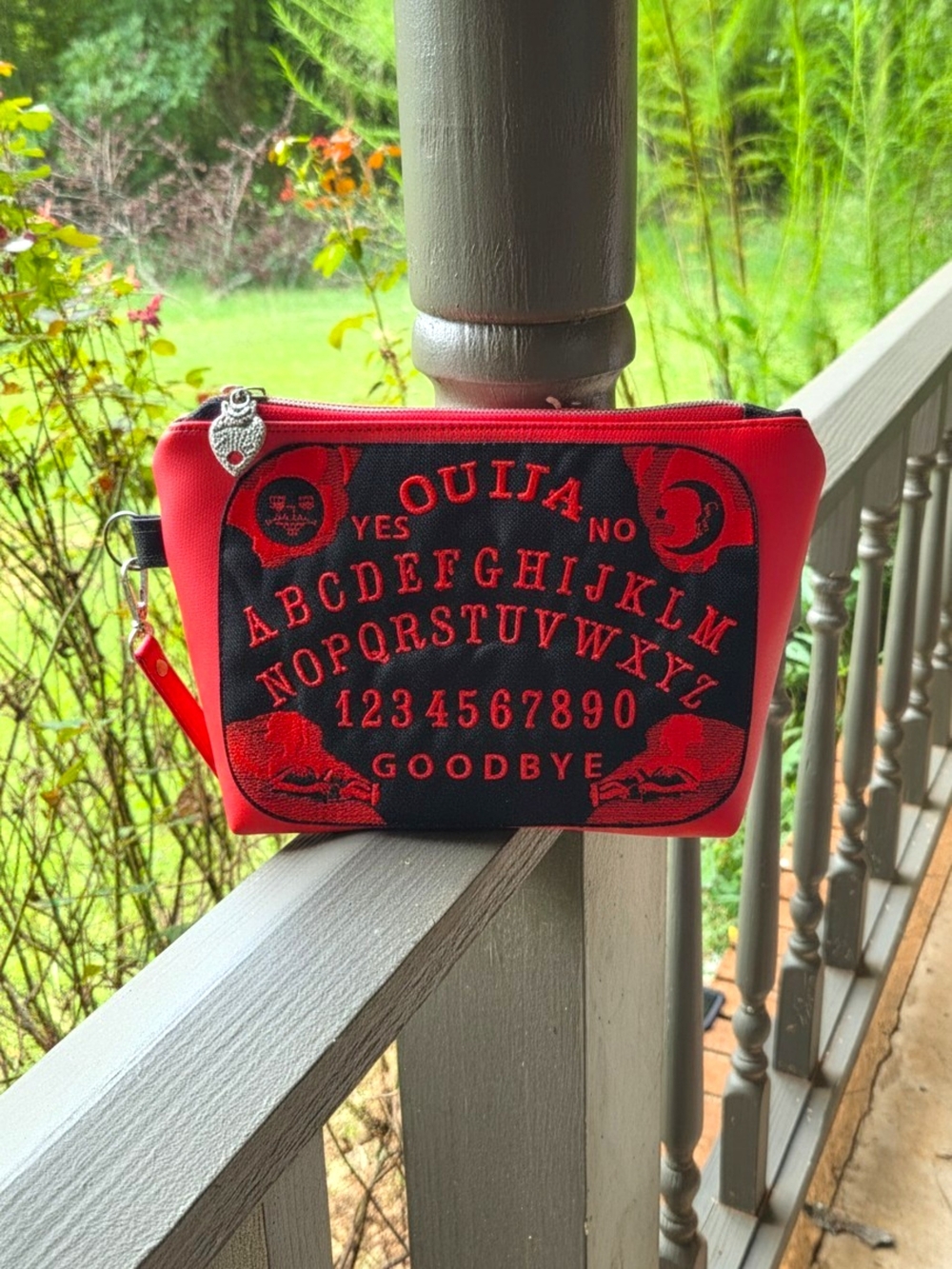 Red Ouija Print Wristlet Pouch